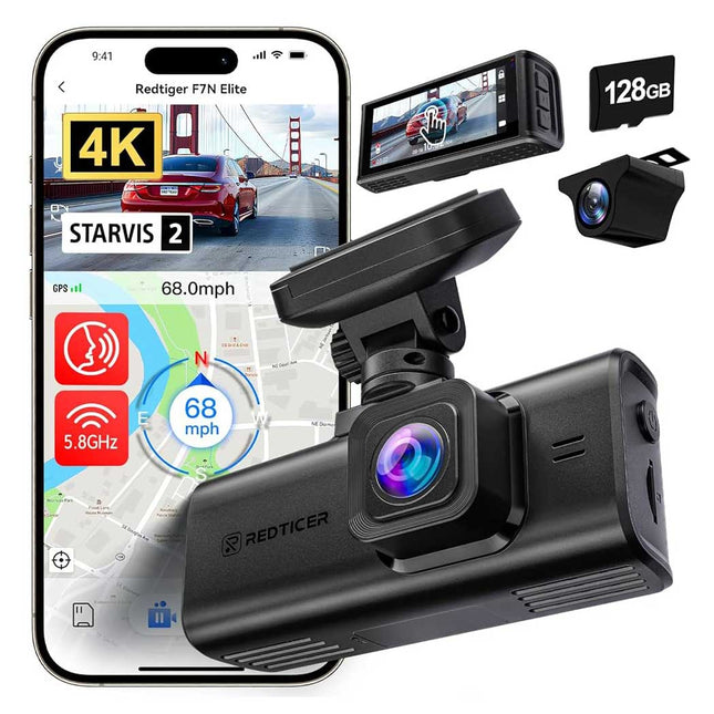 Redtiger F7N Elite 4K Touch Wifi GPS 2CH 128 go dashcam