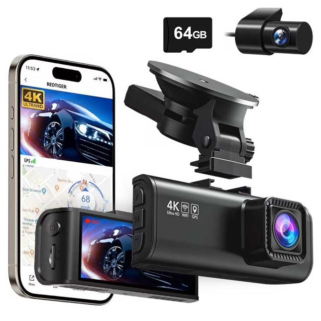 Redtiger F7NT 4K Touch Wifi GPS 2CH 64 go dashcam