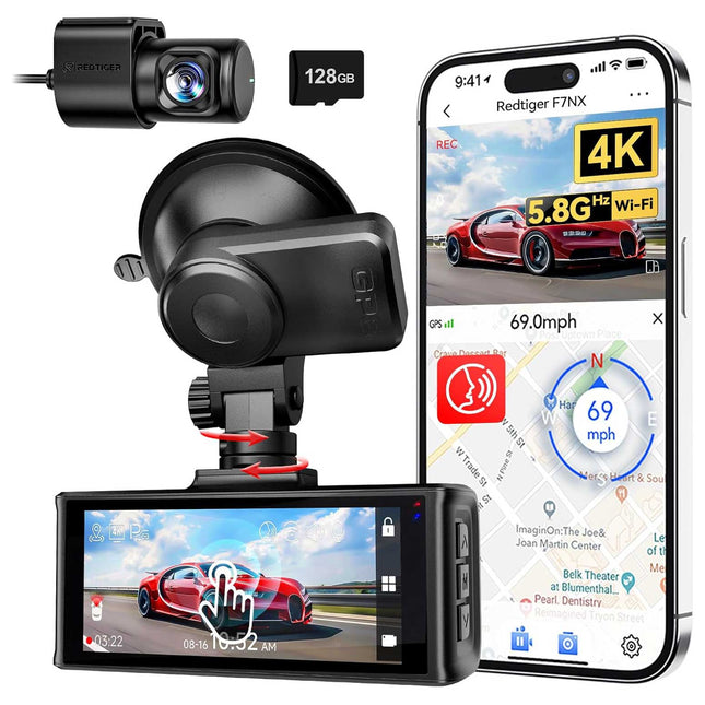 Redtiger F7NX 4K Touch Wifi GPS 2CH 128 go dashcam