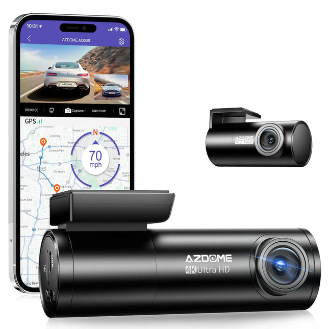 <tc>AZDome M300S 4K 2CH Dual Wifi GPS 64 go dashcam</tc>