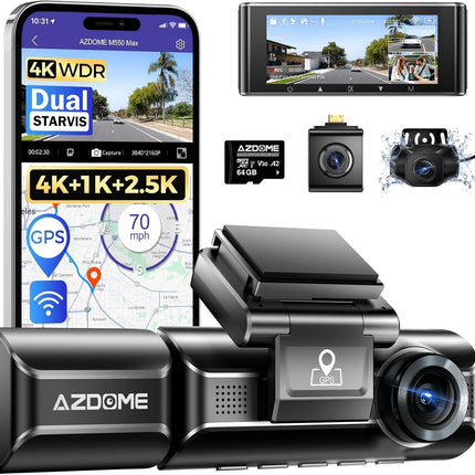 AZDome M550 Max 3CH 4K Wi-Fi GPS 64 Go dashcam