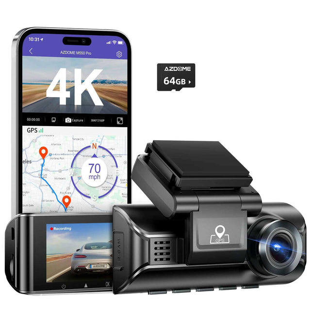 AZDome M770 Pro 1CH 4K Wifi GPS 64 Go dashcam