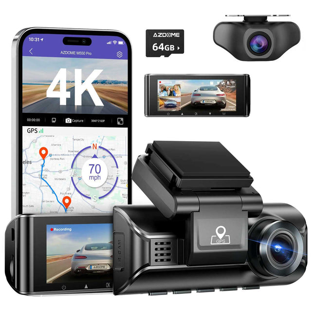 AZDome M770 Pro 2CH 4K Wifi GPS 64 go dashcam