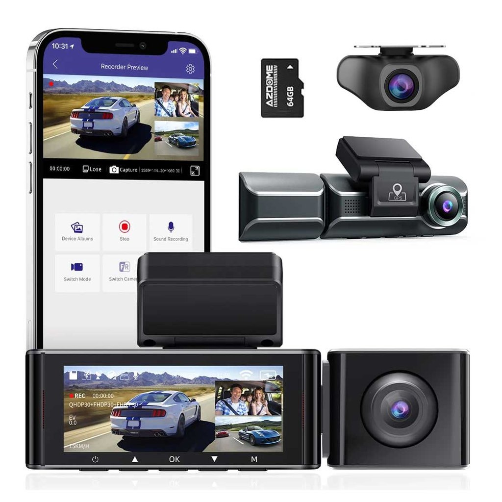 AZDome M770 Pro 3CH 4K Wifi GPS 64 go dashcam