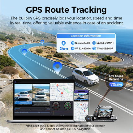 <tc>AZDome M660 Max 4 canaux, 128 Go, 4K, Wi-Fi, GPS, dashcam à 360 degrés</tc>