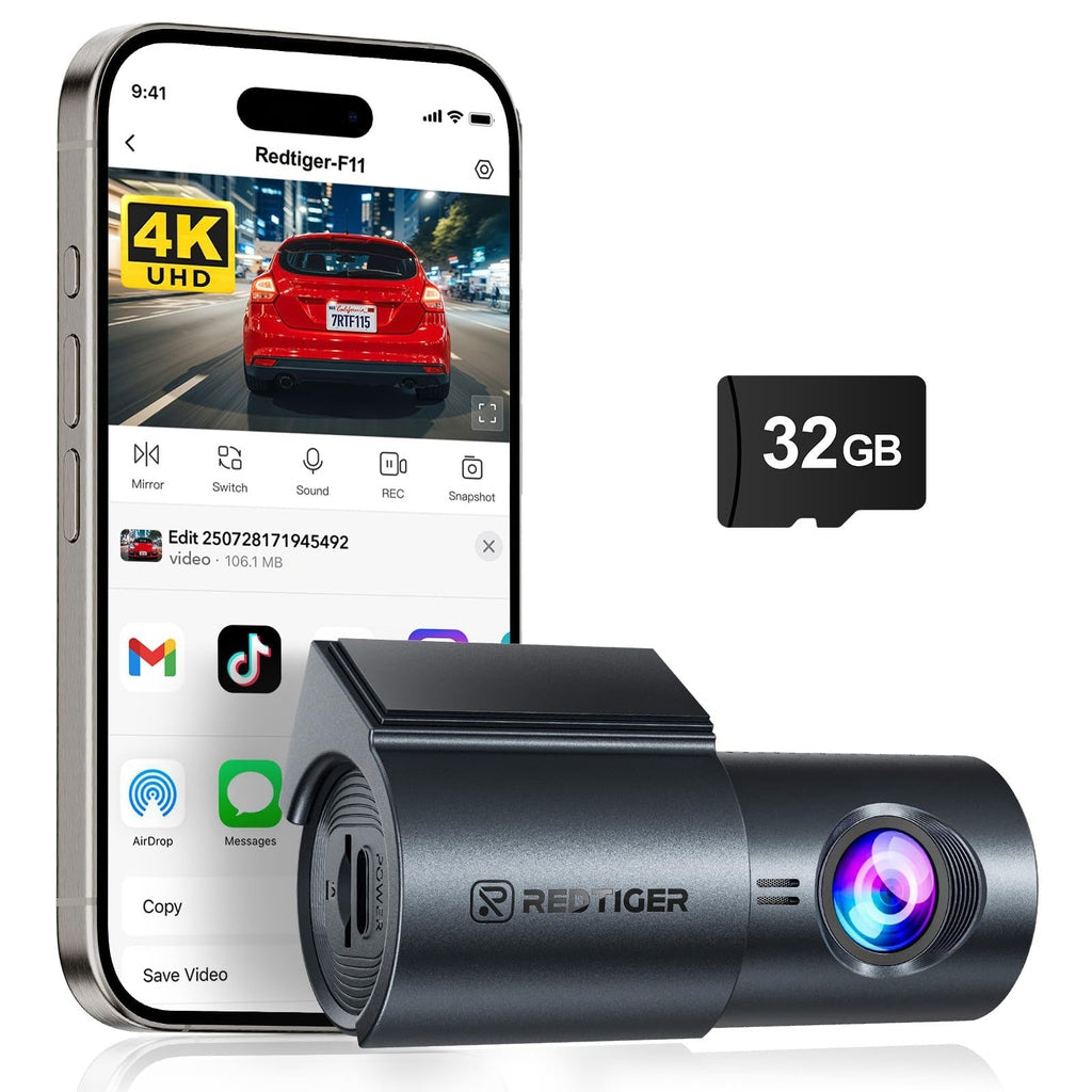 Redtiger F11 4K 1CH Wifi 32 Go dashcam