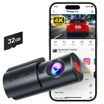 Redtiger F11 4K 1CH Wifi 32 Go dashcam