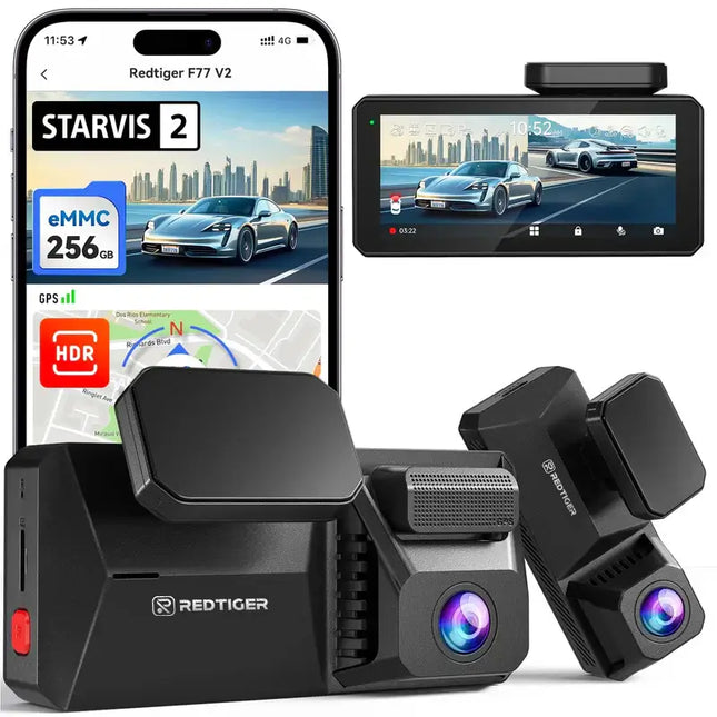 Redtiger F77 V2 4K Touch Wifi GPS 2CH 256gb dashcam