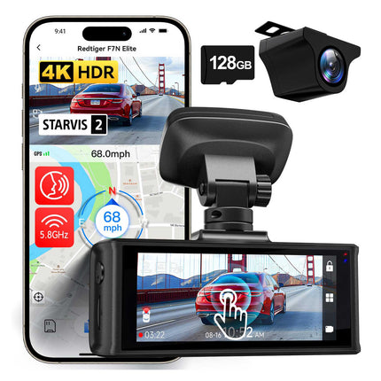 Redtiger F7N Elite 4K Touch Wifi GPS 2CH 128 go dashcam