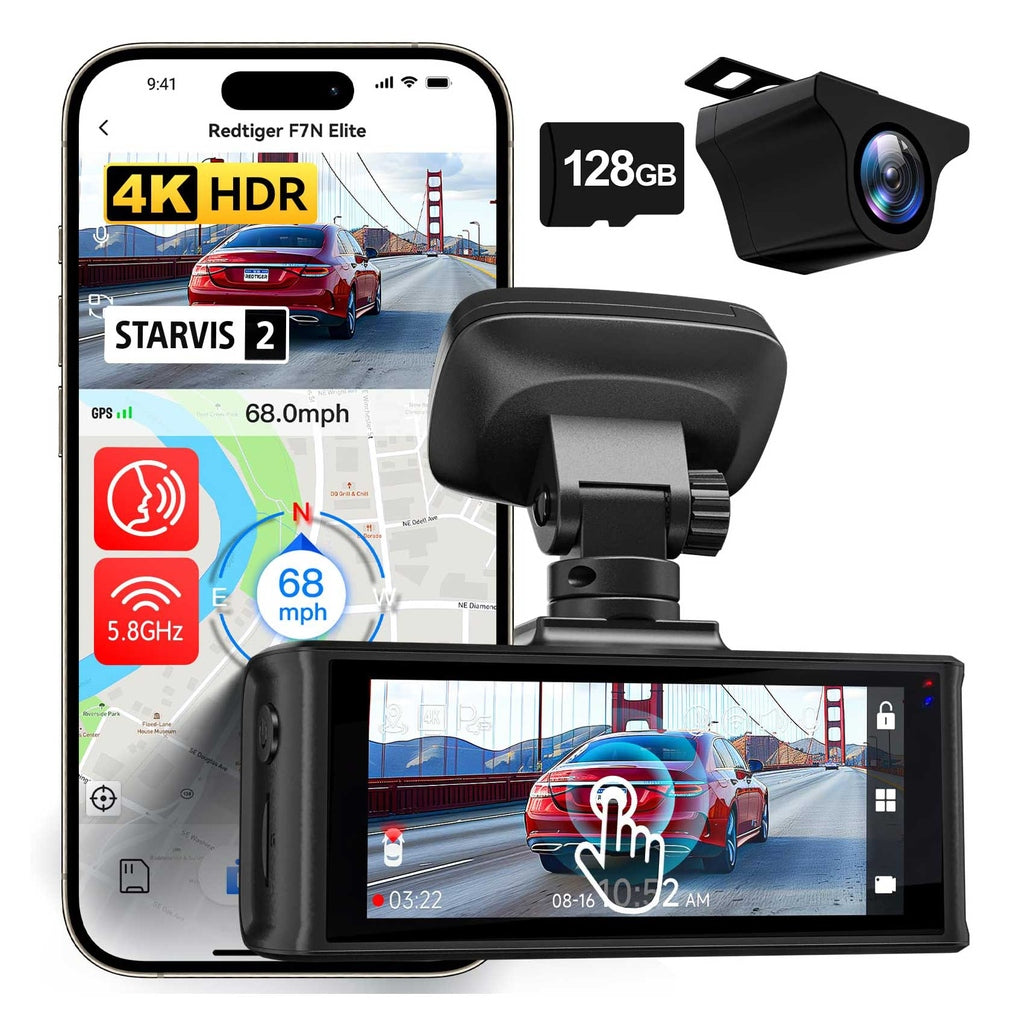 Redtiger F7N Elite 4K Touch Wifi GPS 2CH 128 go dashcam