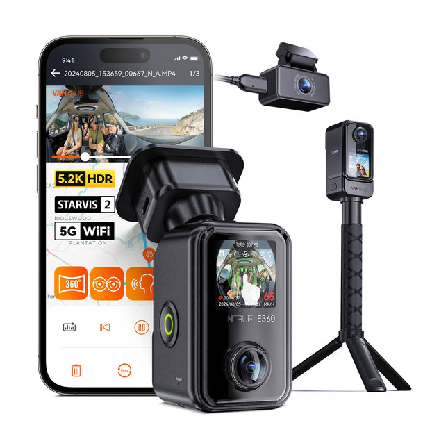 Vantrue E360 Ace Cloud 5K 3CH Wifi GPS 360 degrés dashcam