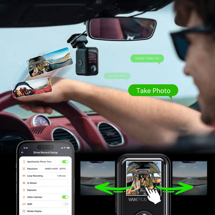 Vantrue E360 Plus Cloud 5K 3CH Wifi GPS dashcam 360 degrés