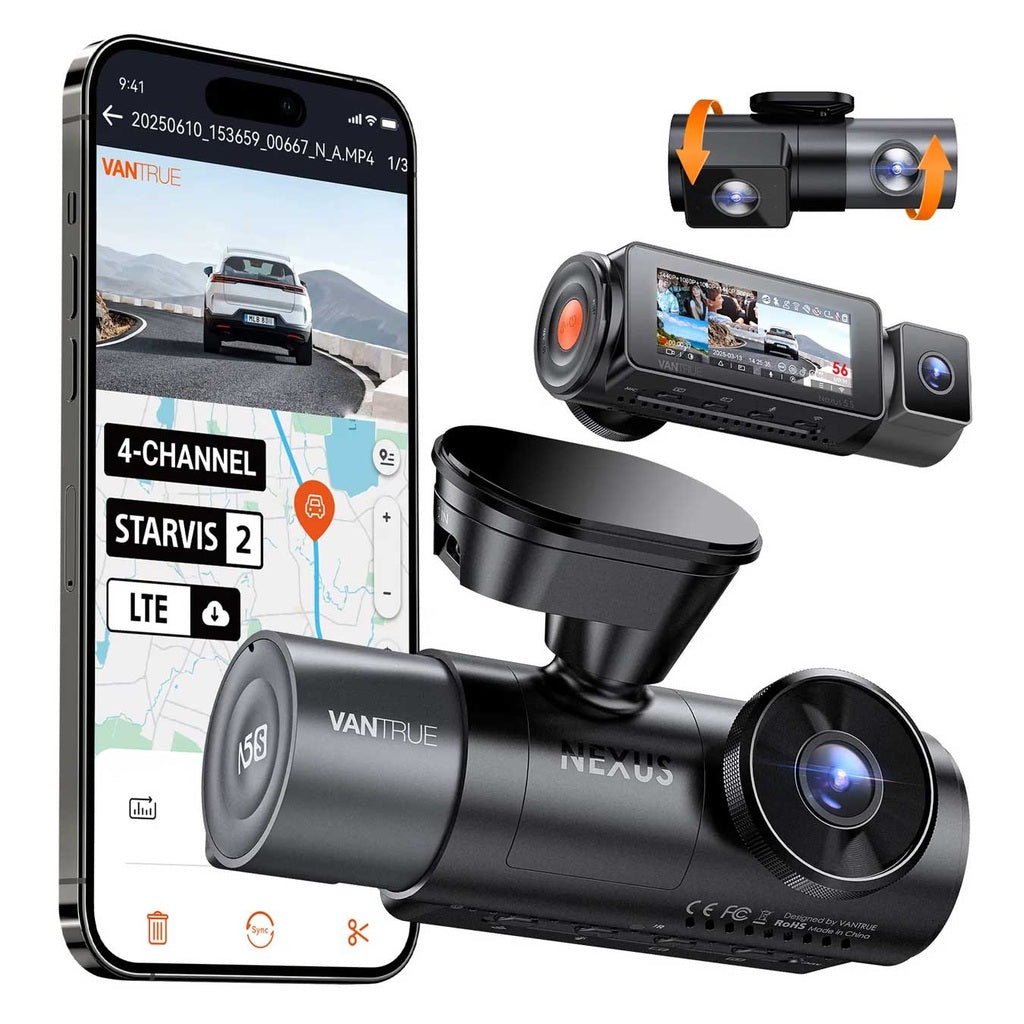 Vantrue N5S Cloud 2K 4CH Wifi GPS dashcam à 360 degrés