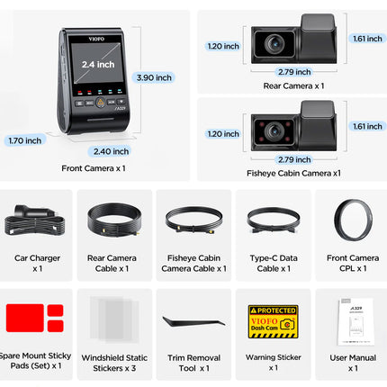 Viofo A329S 3CH 4K Wifi GPS dashcam
