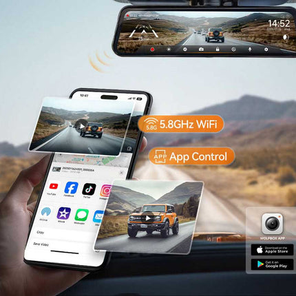 Wolfbox G900 Tripro cabin 3CH 4K Wifi GPS 256gb Mirror dashcam
