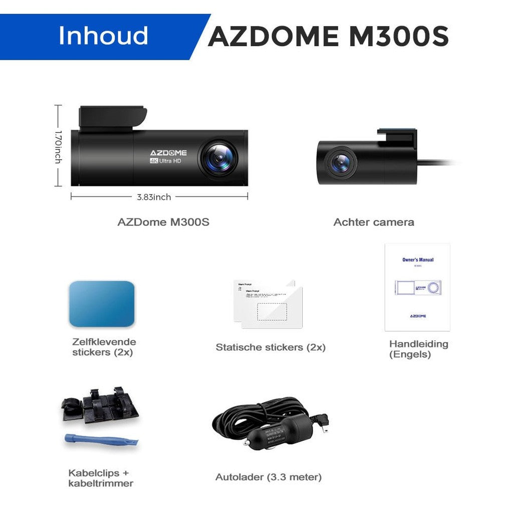 AZDome M300S 4K 2CH Dual Wifi GPS 64 go dashcam