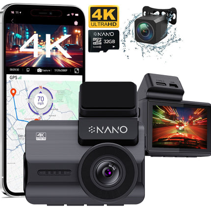 Nanocam M68 4K 2CH Wifi GPS 32 Go dashcam