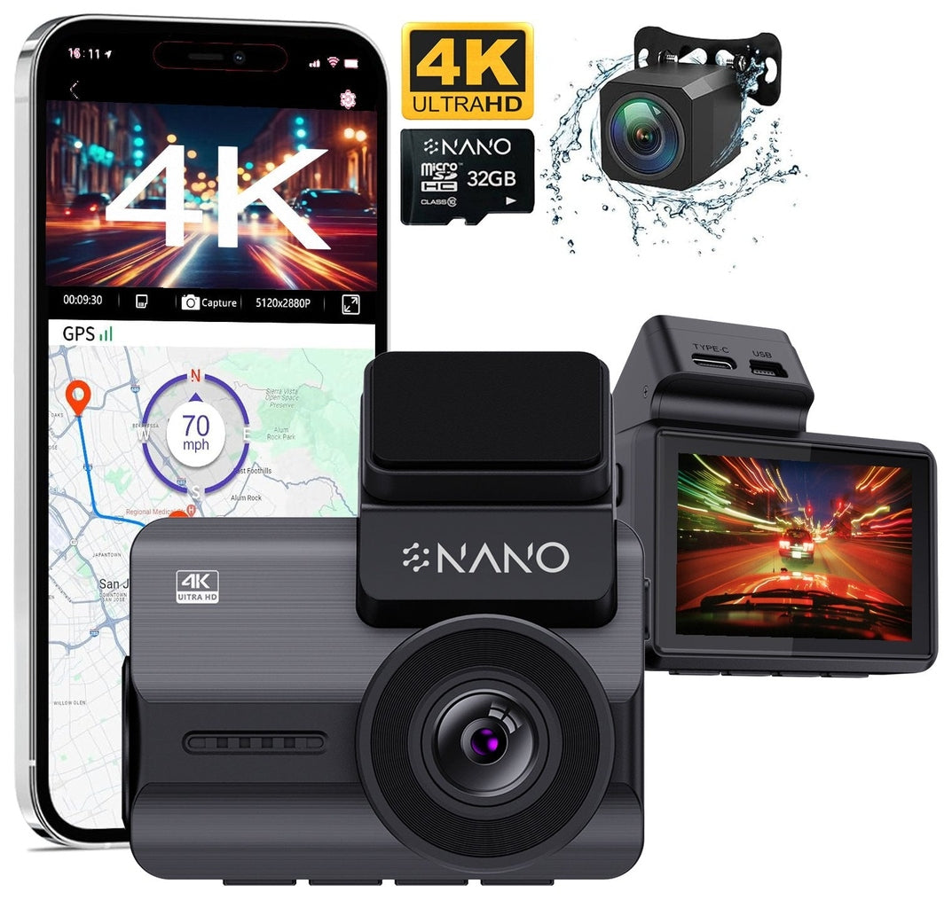 Nanocam M68 4K 2CH Wifi GPS 32 Go dashcam