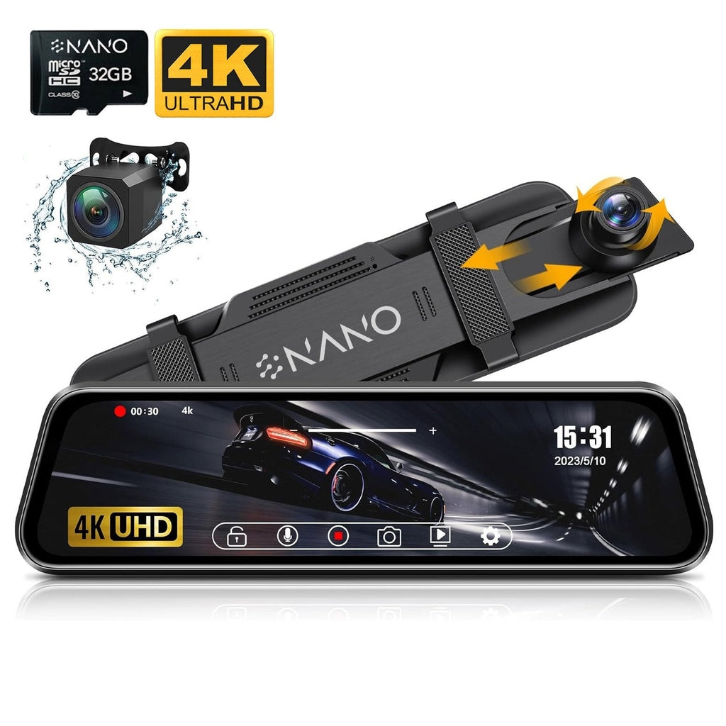 Nanocam T55 4K 2CH Full Mirror Wifi GPS 32 Go dashcam